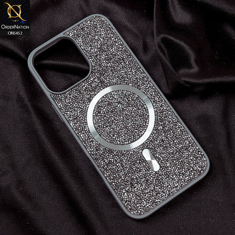 iPhone 14 Pro Cover - Titanium Gray - Luxury Bling Crystalline Rhinestones Shiny Glitter Magsafe Soft Borders Case