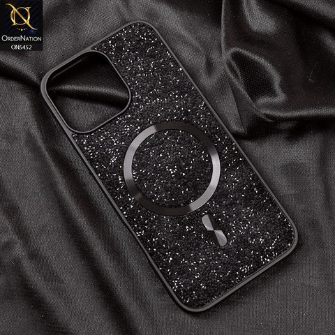 iPhone 16 Pro Max Cover - Black - Luxury Bling Crystalline Rhinestones Shiny Glitter Magsafe Soft Borders Case