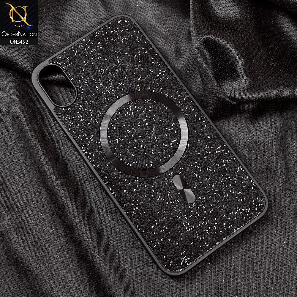 iPhone XS / X Cover - Black - Luxury Bling Crystalline Rhinestones Shiny Glitter Magsafe Soft Borders Case