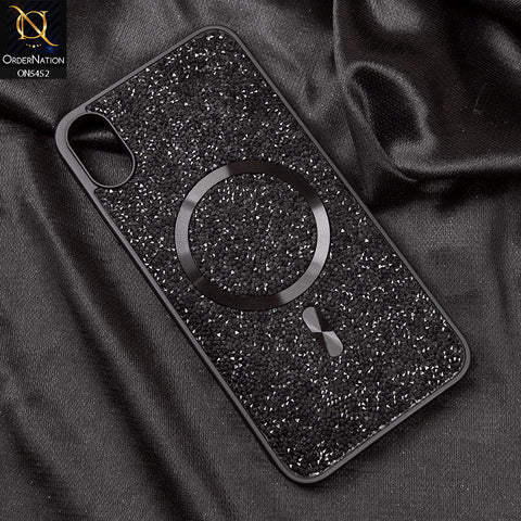 iPhone XS / X Cover - Black - Luxury Bling Crystalline Rhinestones Shiny Glitter Magsafe Soft Borders Case