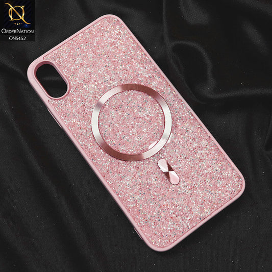 iPhone XS / X Cover - Pink - Luxury Bling Crystalline Rhinestones Shiny Glitter Magsafe Soft Borders Case