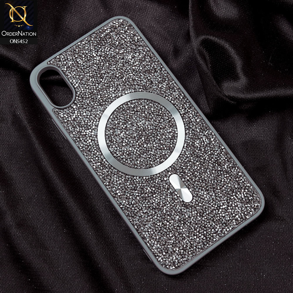 iPhone XS / X Cover - Titanium Gray - Luxury Bling Crystalline Rhinestones Shiny Glitter Magsafe Soft Borders Case