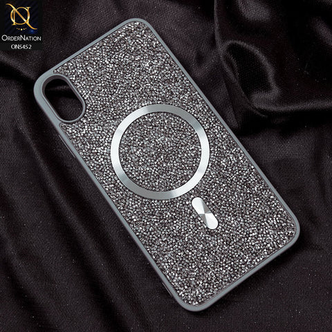 iPhone XS / X Cover - Titanium Gray - Luxury Bling Crystalline Rhinestones Shiny Glitter Magsafe Soft Borders Case