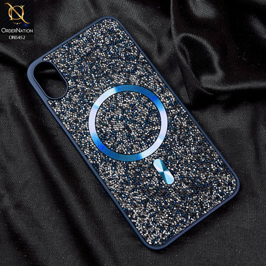 iPhone XS Max Cover - Blue - Luxury Bling Crystalline Rhinestones Shiny Glitter Magsafe Soft Borders Case