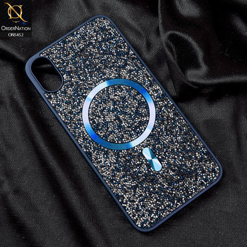 iPhone XS Max Cover - Blue - Luxury Bling Crystalline Rhinestones Shiny Glitter Magsafe Soft Borders Case