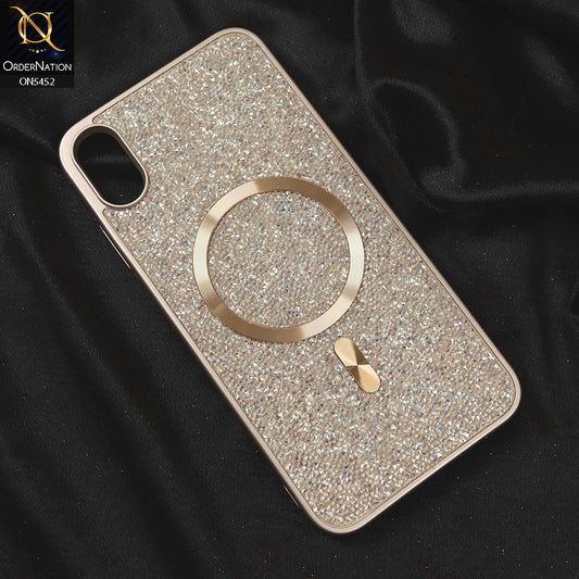 iPhone XS Max Cover - Golden - Luxury Bling Crystalline Rhinestones Shiny Glitter Magsafe Soft Borders Case