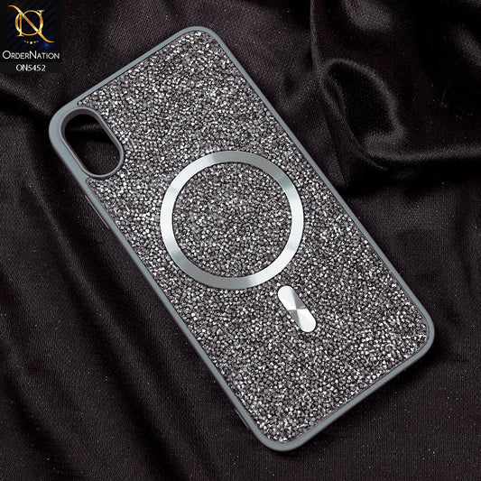 iPhone XS Max Cover - Titanium Gray - Luxury Bling Crystalline Rhinestones Shiny Glitter Magsafe Soft Borders Case