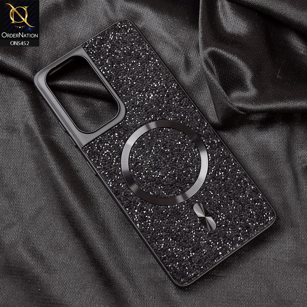 Samsung Galaxy S21 Ultra Cover - Black - Luxury Bling Crystalline Rhinestones Shiny Glitter Magsafe Soft Borders Case