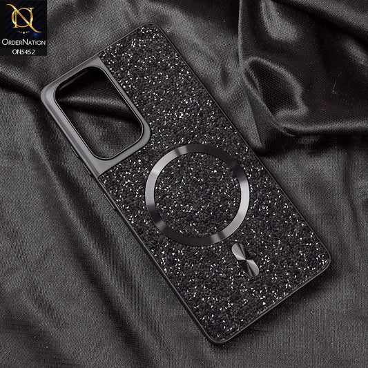 Samsung Galaxy S21 Ultra Cover - Black - Luxury Bling Crystalline Rhinestones Shiny Glitter Magsafe Soft Borders Case