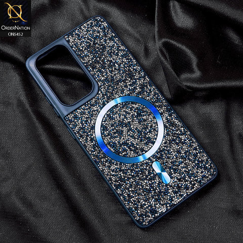Samsung Galaxy S21 Ultra Cover - Blue - Luxury Bling Crystalline Rhinestones Shiny Glitter Magsafe Soft Borders Case