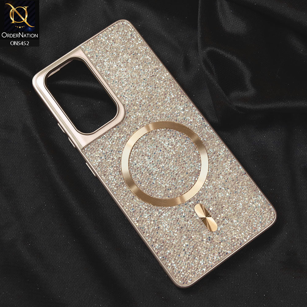 Samsung Galaxy S21 Ultra Cover - Golden - Luxury Bling Crystalline Rhinestones Shiny Glitter Magsafe Soft Borders Case