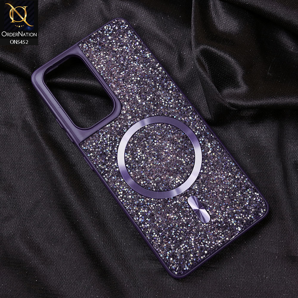 Samsung Galaxy S21 Ultra Cover - Purple - Luxury Bling Crystalline Rhinestones Shiny Glitter Magsafe Soft Borders Case