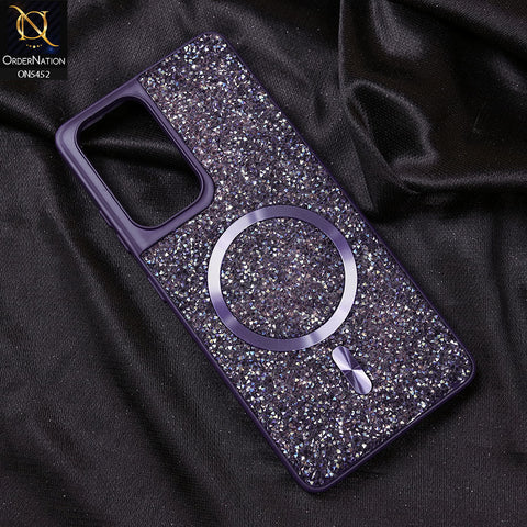 Samsung Galaxy S21 Ultra Cover - Purple - Luxury Bling Crystalline Rhinestones Shiny Glitter Magsafe Soft Borders Case