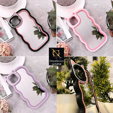 IInfinix Hot 40i Cover - Purple - Cute 3D Cartoon Soft Silicone Mirror Case