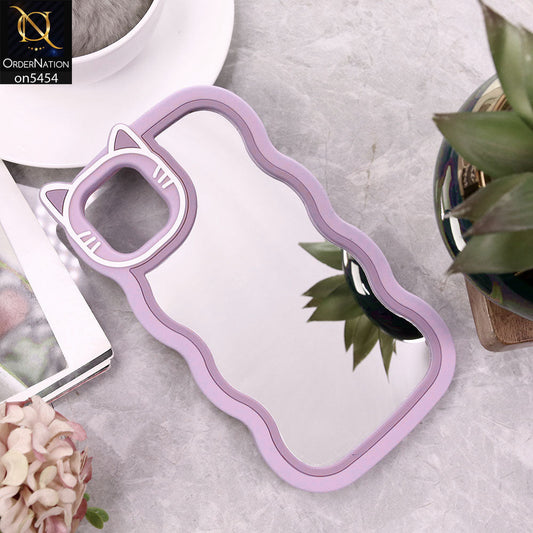 iPhone 13 Cover - Purple -Cute 3D Cartoon Soft Silicone Mirror Case