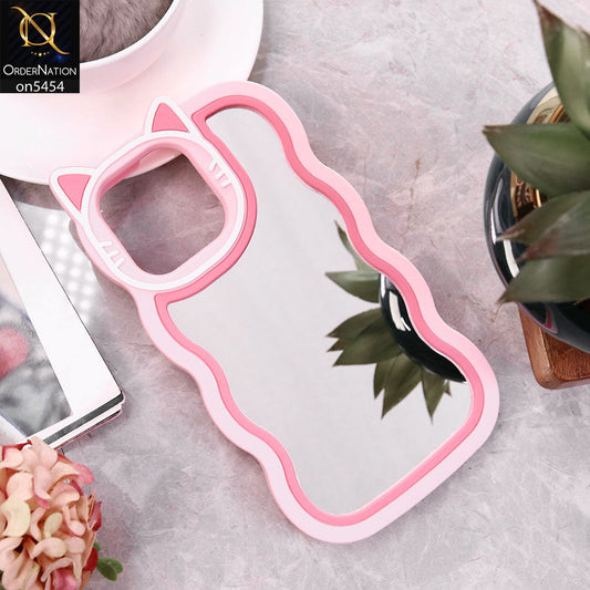 iPhone 13 Pro Max Cover - Pink -Cute 3D Cartoon Soft Silicone Mirror Case