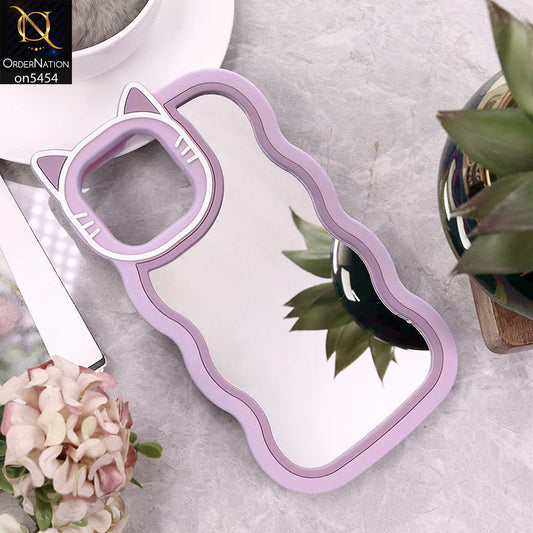 iPhone 13 Pro Max Cover - Purple -Cute 3D Cartoon Soft Silicone Mirror Case