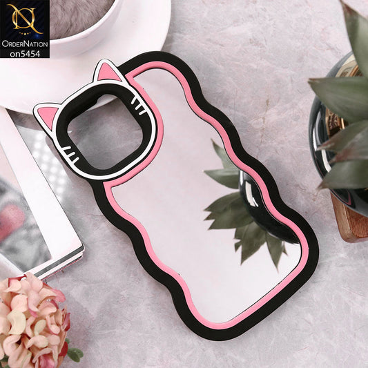 iPhone 15 Pro Max Cover - Black -Cute 3D Cartoon Soft Silicone Mirror Case