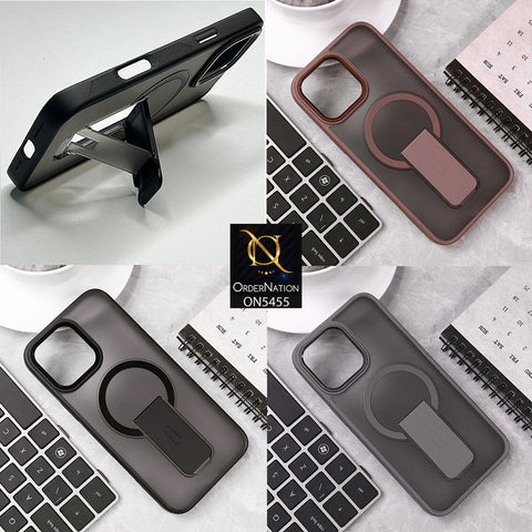 iPhone 15 Pro Max Cover - Gray - New Magnatic Semi Transparent Wireless Charging & Stand Back Case