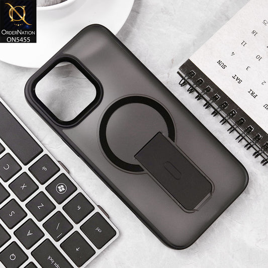 iPhone 15 Pro Max Cover - Black - New Magnatic Semi Transparent Wireless Charging & Stand Back Case