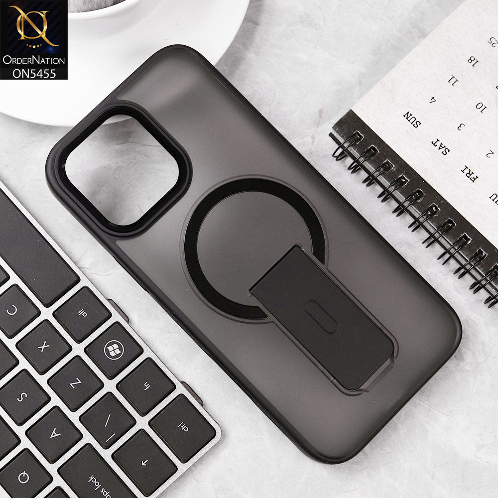 iPhone 16 Pro Max Cover - Black - New Magnatic Semi Transparent Wireless Charging & Stand Back Case