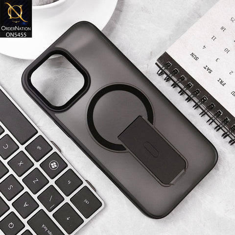 iPhone 16 Pro Max Cover - Black - New Magnatic Semi Transparent Wireless Charging & Stand Back Case