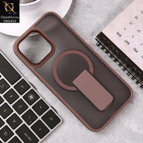 iPhone 16 Pro Max Cover - Brown - New Magnatic Semi Transparent Wireless Charging & Stand Back Case