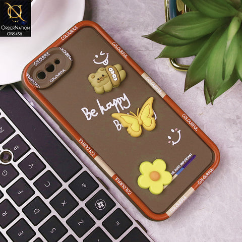Oppo A12 Cover - Brown - Cute Smily 3D Cartoon Soft Silicon Case