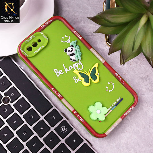 Oppo A7 Cover - Green - Cute Smily 3D Cartoon Soft Silicon Case