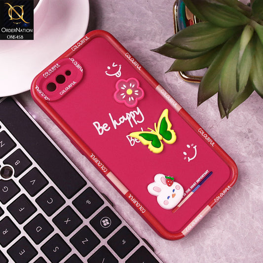 Oppo A7 Cover - Pink - Cute Smily 3D Cartoon Soft Silicon Case