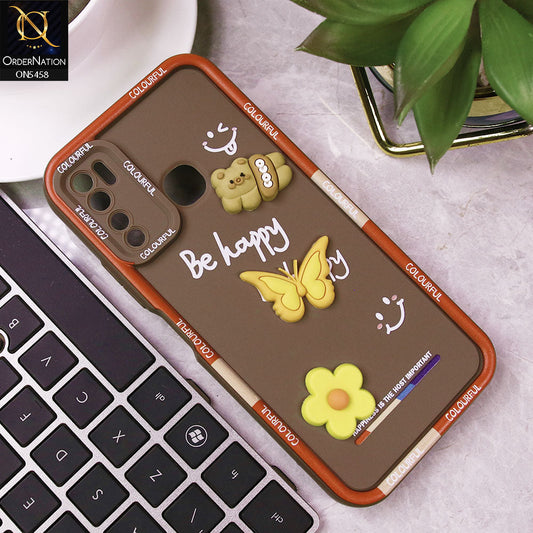 Tecno Spark 5 Cover - Brown - Cute Smily 3D Cartoon Soft Silicon Case