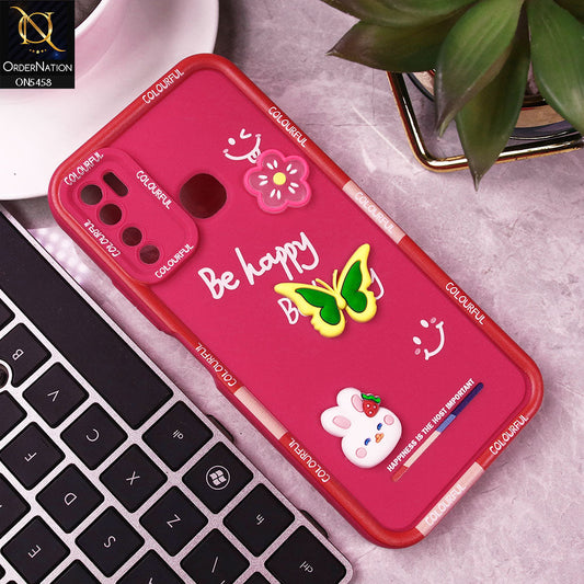 Tecno Spark 5 Cover - Pink - Cute Smily 3D Cartoon Soft Silicon Case