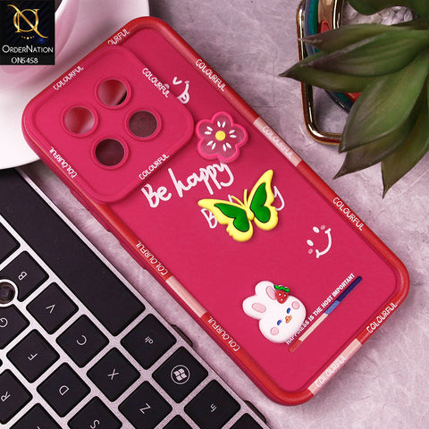 Tecno Camon 30S Cover - Pink - Cute Smily 3D Cartoon Soft Silicon Case