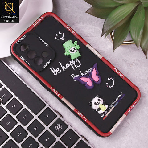 Oppo A95 Cover - Black - Cute Smily 3D Cartoon Soft Silicon Case