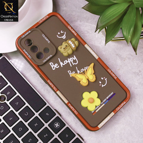 Oppo A95 Cover - Brown - Cute Smily 3D Cartoon Soft Silicon Case