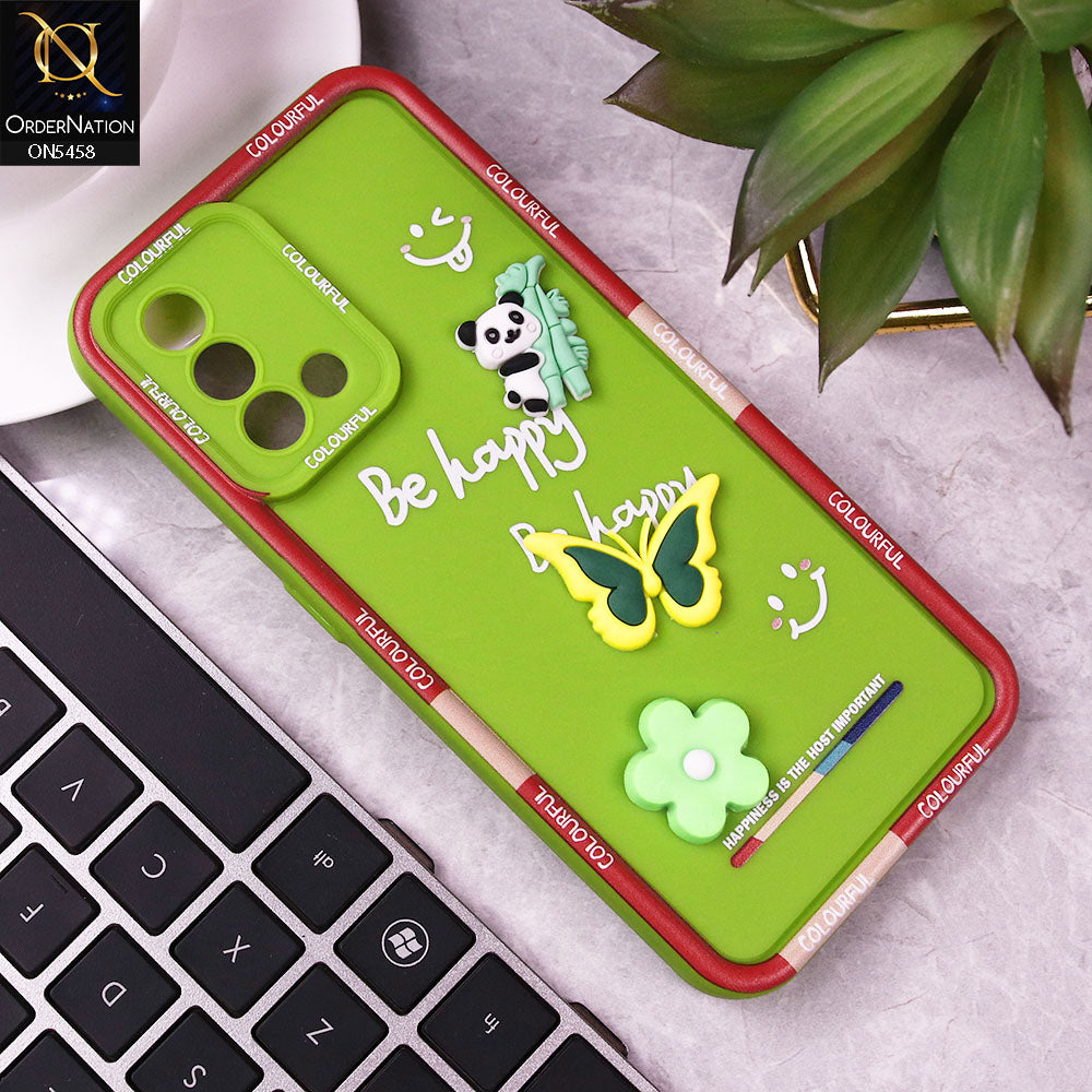 Oppo A95 Cover - Green - Cute Smily 3D Cartoon Soft Silicon Case