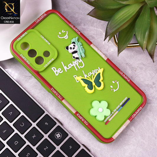 Oppo F19 Cover - Green - Cute Smily 3D Cartoon Soft Silicon Case