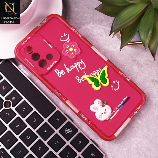 Oppo A74 Cover - Pink - Cute Smily 3D Cartoon Soft Silicon Case