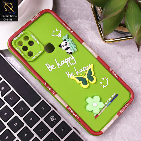 Infinix Hot 10 Cover - Green - Cute Smily 3D Cartoon Soft Silicon Case
