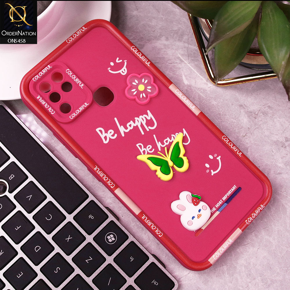Infinix Hot 10 Cover - Pink - Cute Smily 3D Cartoon Soft Silicon Case