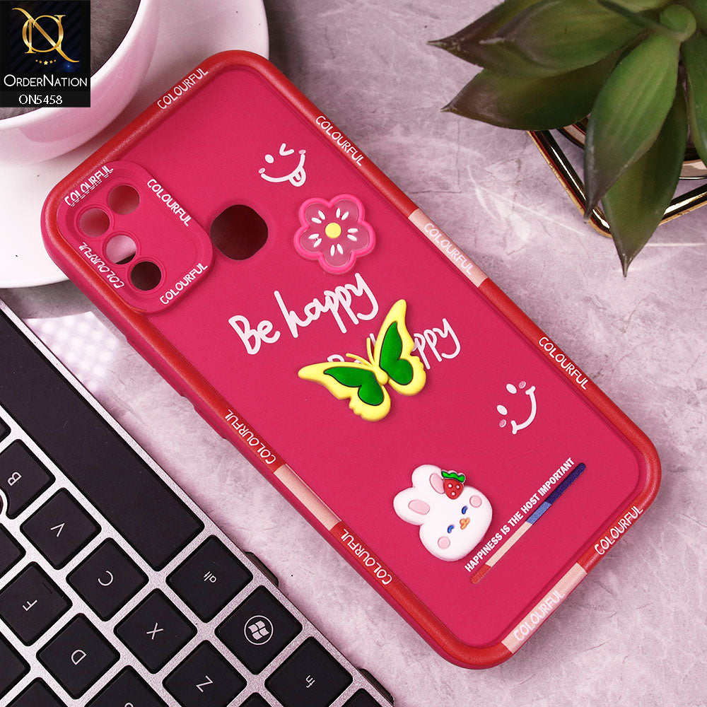 Infinix Hot 11 Play Cover - Pink - Cute Smily 3D Cartoon Soft Silicon Case