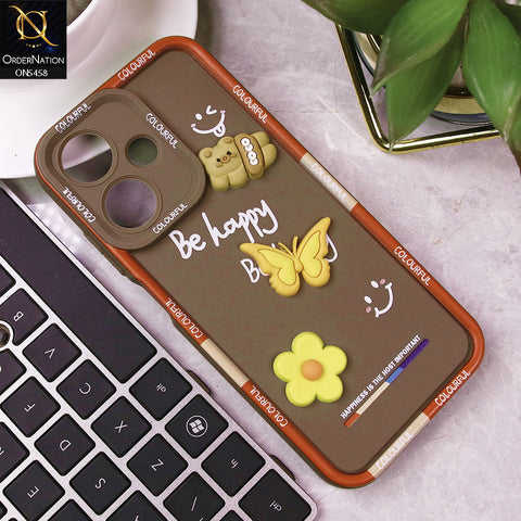 Infinix Hot 30 Play Cover - Brown - Cute Smily 3D Cartoon Soft Silicon Case