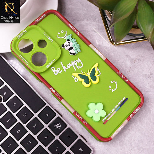 Infinix Hot 30 Play Cover - Green - Cute Smily 3D Cartoon Soft Silicon Case