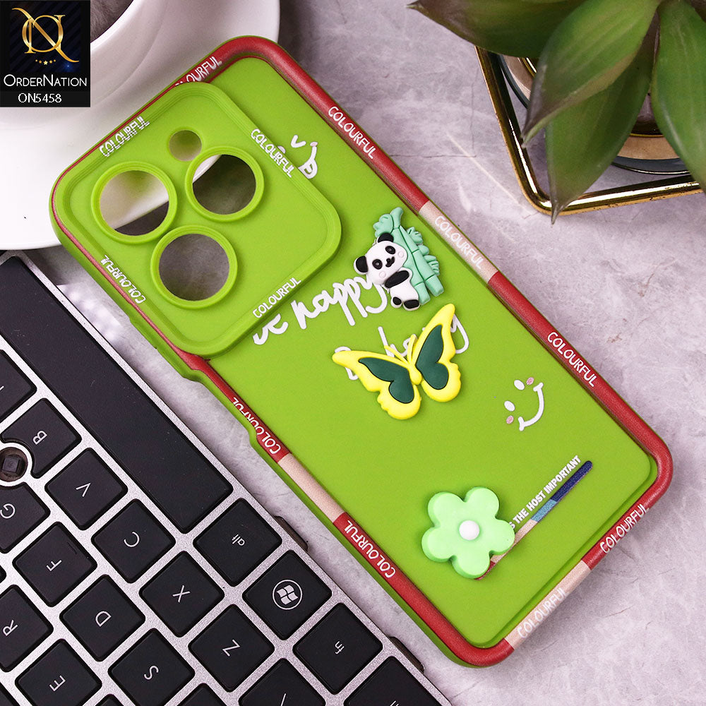 Infinix Hot 40 Cover - Green - Cute Smily 3D Cartoon Soft Silicon Case