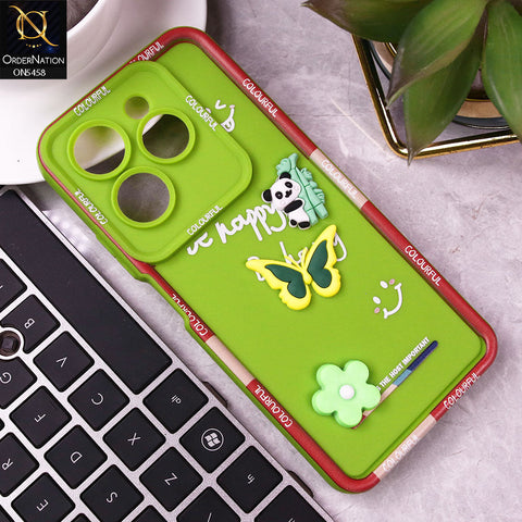 Infinix Hot 40 Cover - Green - Cute Smily 3D Cartoon Soft Silicon Case