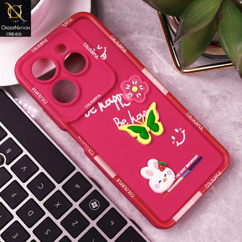 Infinix Hot 40 Cover - Pink - Cute Smily 3D Cartoon Soft Silicon Case