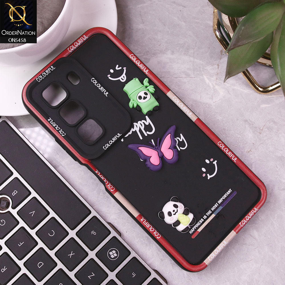Infinix Hot 50 4G Cover - Black - Cute Smily 3D Cartoon Soft Silicon Case