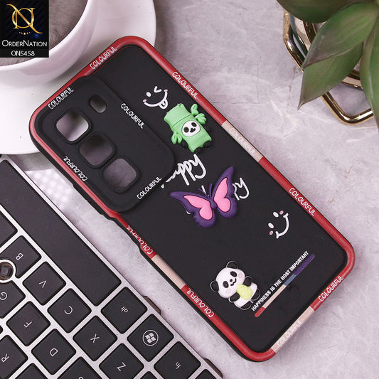 Infinix Hot 50 4G Cover - Black - Cute Smily 3D Cartoon Soft Silicon Case
