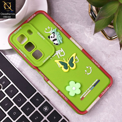Infinix Hot 50 4G Cover - Green - Cute Smily 3D Cartoon Soft Silicon Case
