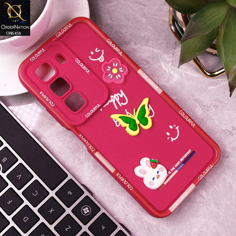 Infinix Hot 50 4G Cover - Pink - Cute Smily 3D Cartoon Soft Silicon Case
